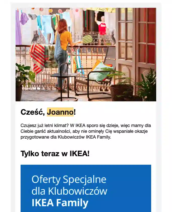 Personalizacja dla subskrybenta Ikea
